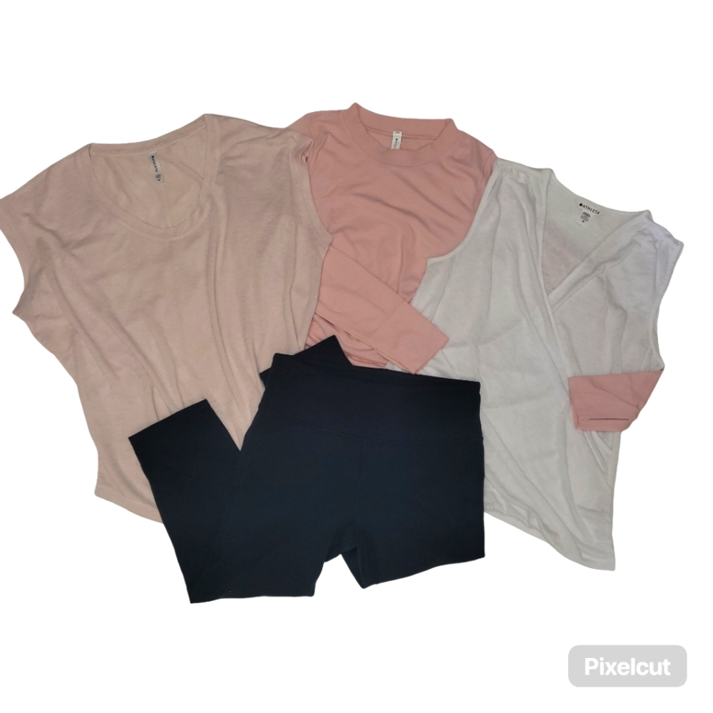 Athleta ✨️LOT OF 4 WORKOUT BUNDLE✨️ Cropped Leggings and Three Tops - Medium